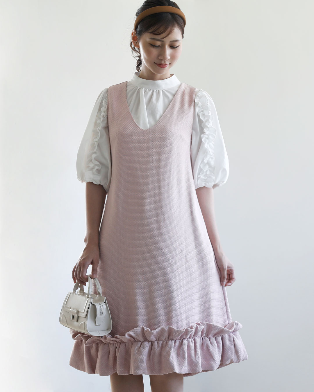 ワンピース リブレ】69-a23 お色展開：ブラック,ピンク ／ サイズ展開