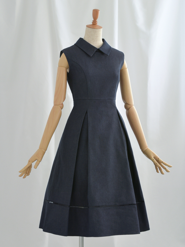 襟付ききれいめデニムワンピース
