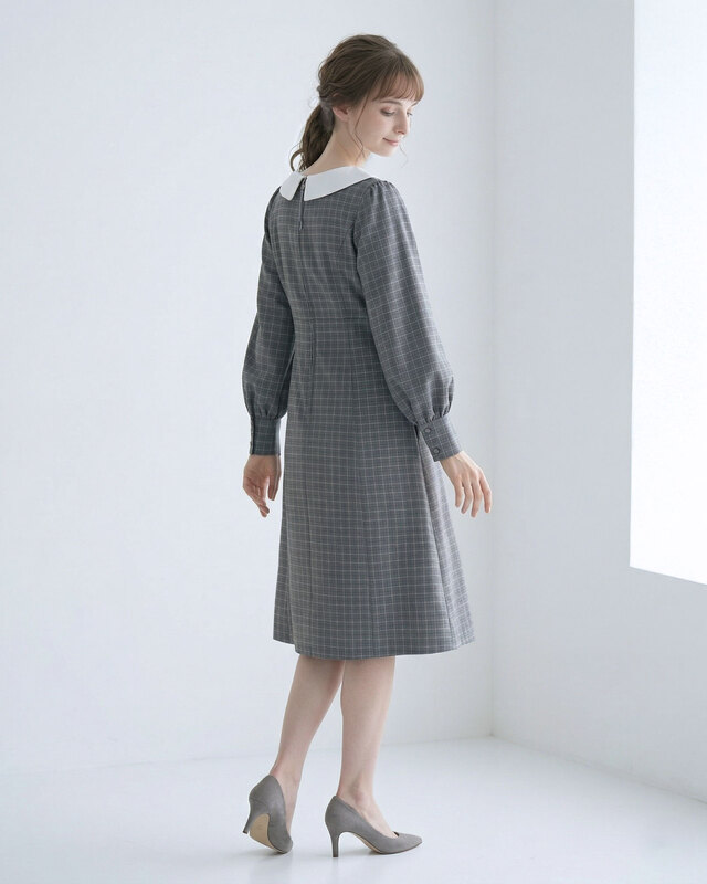 美品】Ellie エリーラウンドカラーワンピース グレー Dress | ELLIE