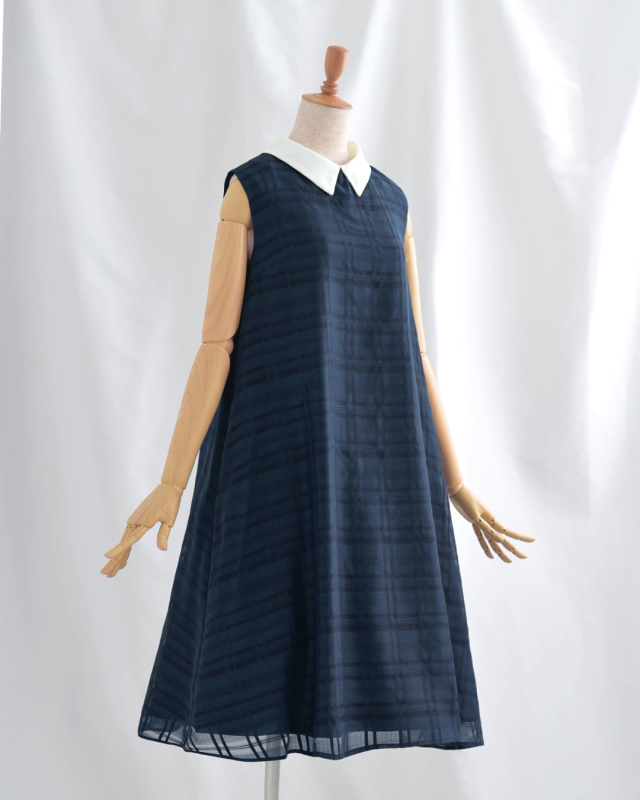スペシャリテ【Aライン ワンピース ジーン】お色展開：ネイビー 