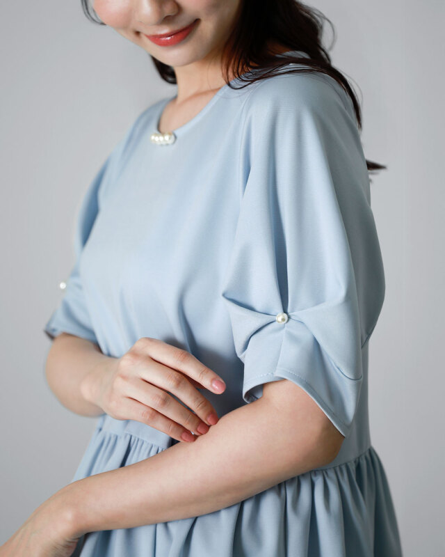 【デイリー パール チュニック】春 夏 きれいめ キレイめ ママ 半袖 ラウンド 大きいサイズ お家洗い可 30代 40代 50代 レジーナ リスレ ワンピース 専門店 REGINA RISURRE 【デイリー パール チュニック】春 夏 きれいめ