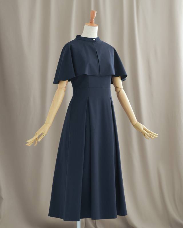 ワンピース Regina ケープ ワンピース ソフィー】お色展開：グレー,ネイビー
