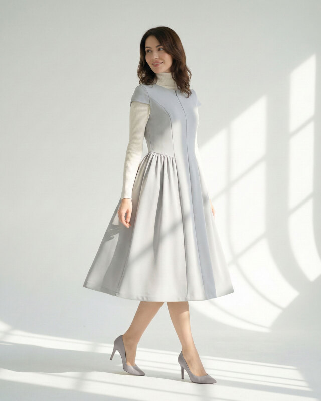 【美品】Rene 膝丈ワンピース グレー レース ノースリーブ 32 フレア 美品】Rene ルネ フレアワンピース グレー ノースリーブ 上品 きれいめ