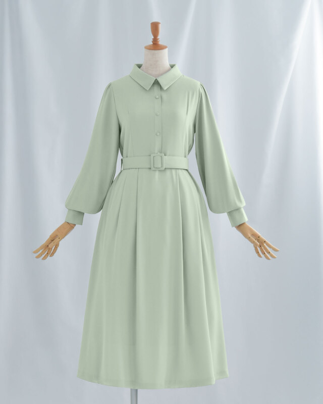 ルネ　ワンピース クラシカル ワンピース ソルティ】お色展開：グレー,グリーン