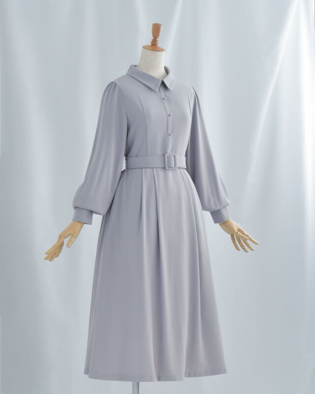 クラシカル ワンピース ソルティ】お色展開：グレー,グリーン