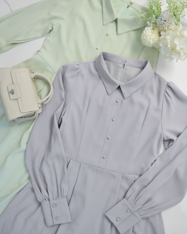 美しいシルエットと軽やかなジョーゼット素材が魅力のワンピース。シーンを問わず品よく着映えします。レジーナ【神戸ワンピース専門店】