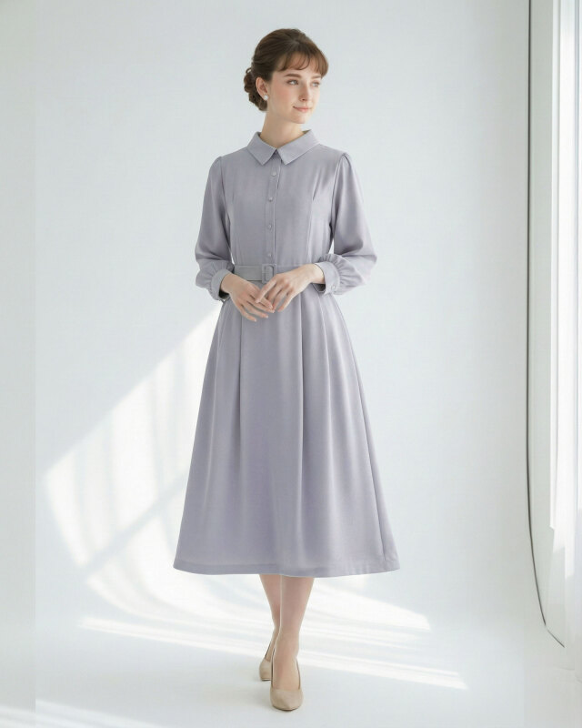 レジーナ【神戸ワンピース専門店】襟付きシャツワンピース