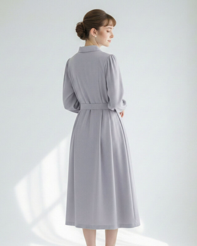 クラシカル ワンピース ソルティ】お色展開：グレー,グリーン