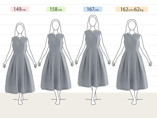 軽やかで上品な清楚ツイードのTweed Onepiece Serena着用イメージ｜レジーナ【神戸ワンピース専門店】