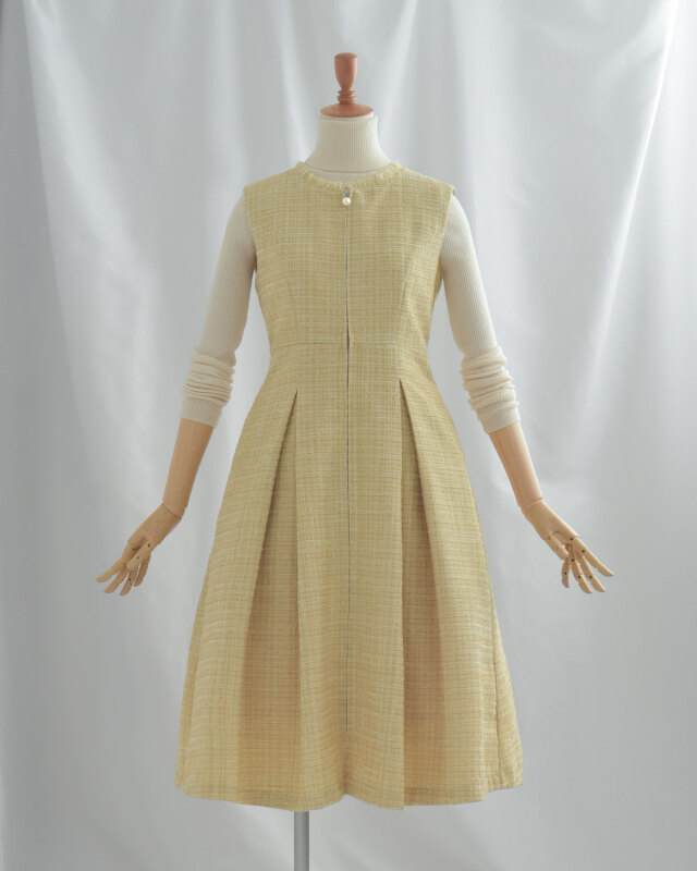 ツイード ワンピース セレナ】お色展開：ブルー,イエロー ／ サイズ