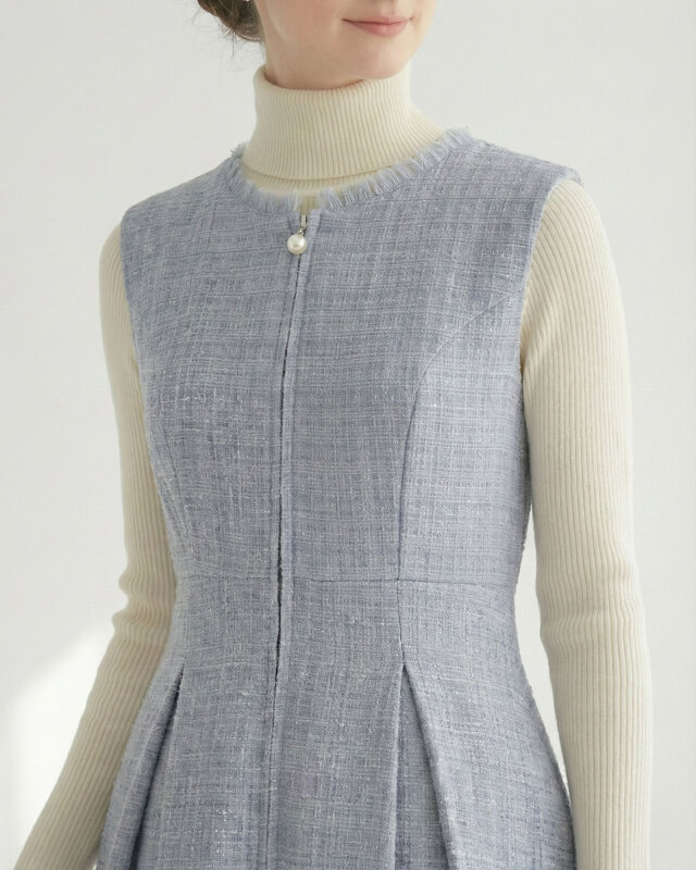 ツイードノースリーブワンピ