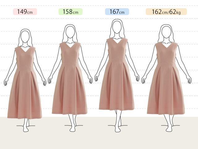 身長別に比較できるフィット＆フレアワンピース着用イメージ