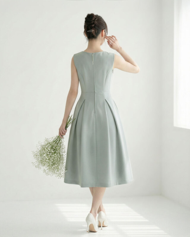 Coral Roseのフィット＆フレアワンピース着用イメージ レジーナ【神戸ワンピース専門店】