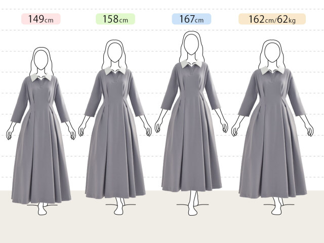 ロング ワンピース パルク】お色展開：ピンク,グレー ／ サイズ展開