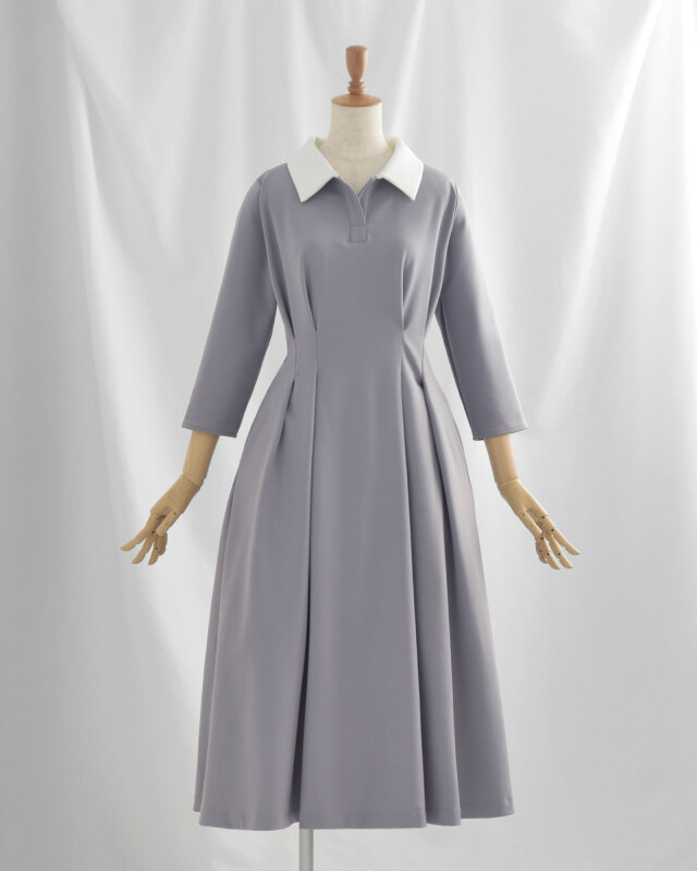 ロング ワンピース パルク】お色展開：ピンク,グレー ／ サイズ展開