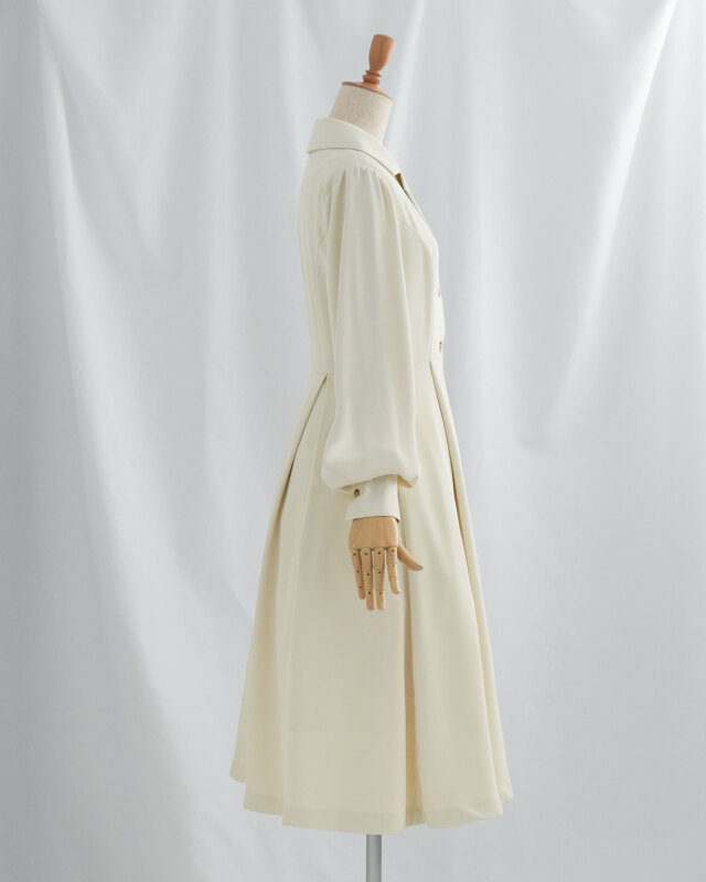 袖ふんわり手首カフスのシャツワンピース すらり美シルエット