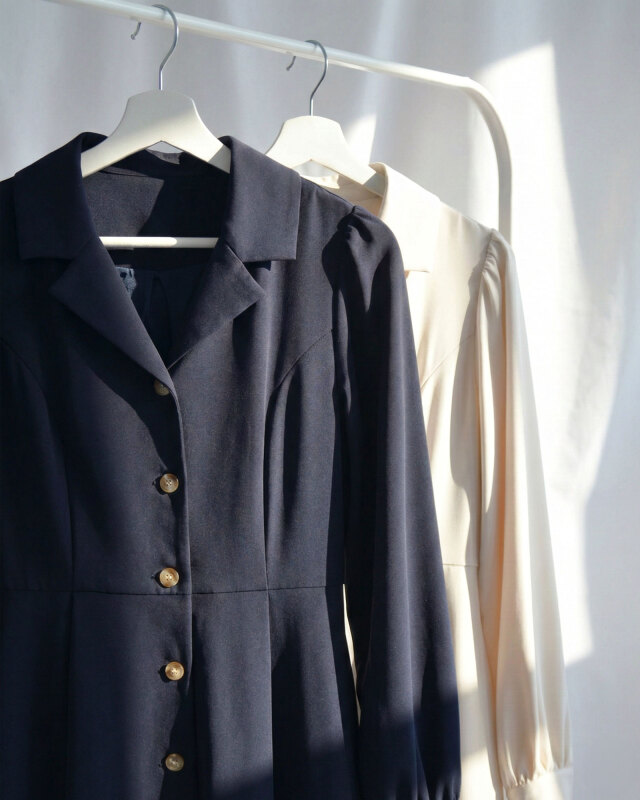 ハンガー掛けで映える上品シャツワンピース2色展開