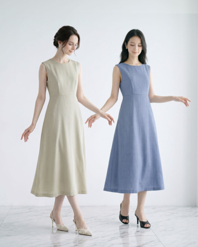 ワンピ―スを着た女性の全身画像