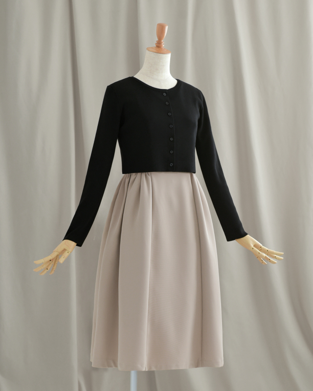 コンパクト カーディガン】お色展開：ホワイト,ブラック