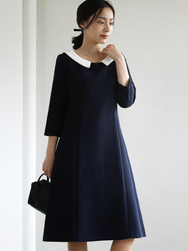 キレイ ワンピ グレース】お色展開：ネイビー,ブラック ／ サイズ展開  