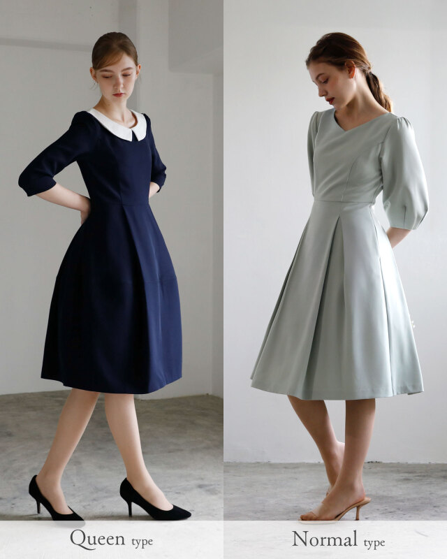 ワンピースを美しく広げるクイーンタイプパニエの着用シルエットです。レジーナ【神戸ワンピース専門店】