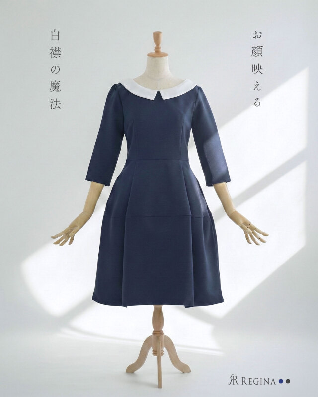 キレイ ワンピ マリア】お色展開：ブラック,ネイビー ／ サイズ展開