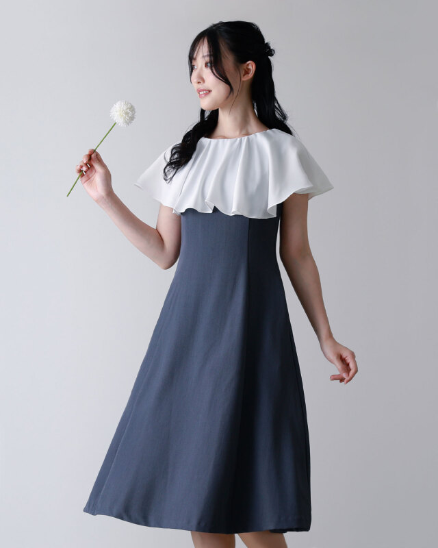 清楚なデザインが魅力のワンピース全身コーディネート。レジーナ【神戸ワンピース専門店】