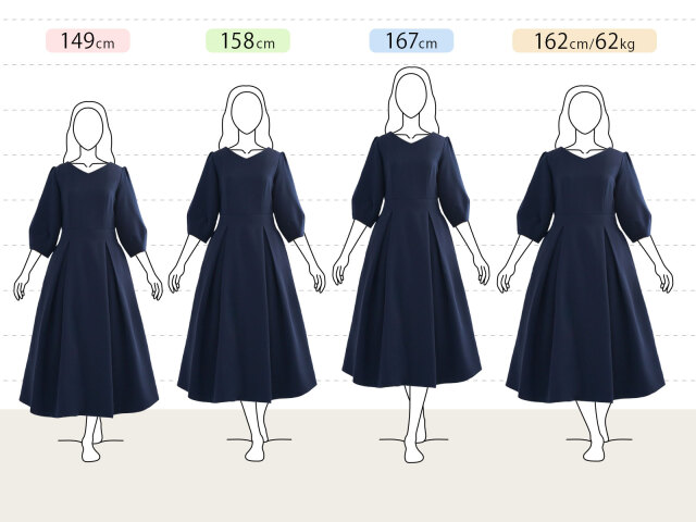 Kirei Onepiece Marinaの身長別スタッフ着用感
