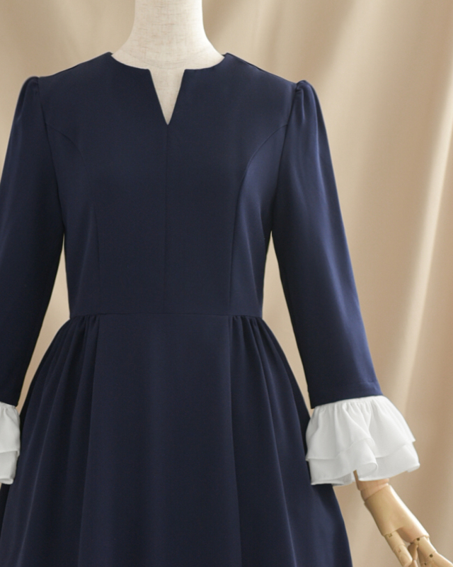 キレイ ワンピ ポーラ】お色展開：ブラック,ネイビー ／ サイズ展開  