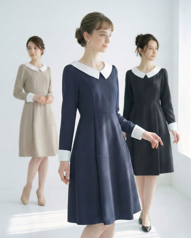 体型を拾いにくいフレア設計で上品に整うきれいめワンピース