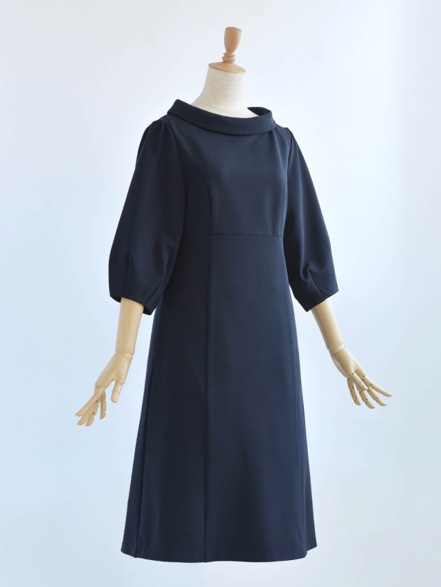 キレイ ワンピ マリー】61-a お色展開：ネイビー,ベージュ,ブラック  