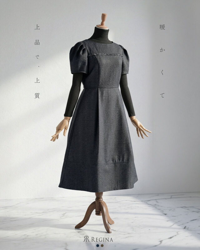 ワンピース ル・シェノン】65-a22 お色展開：ネイビー,ブラウン