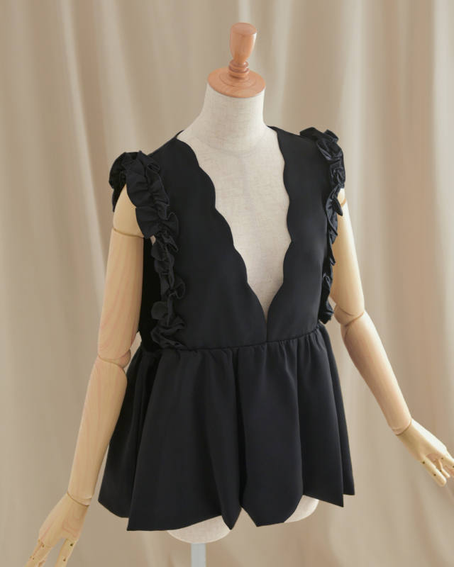 バルーンstyle チュニック】s040 お色展開：ブラック ／ サイズ展開  