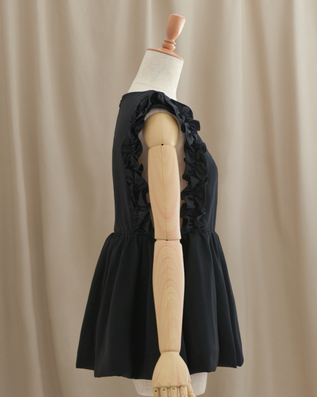 バルーンstyle チュニック】s040 お色展開：ブラック ／ サイズ展開  