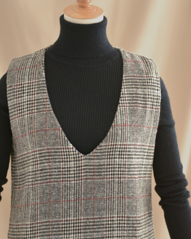 レディ プレード ワンピース】s044 お色展開：グレー ／ サイズ展開