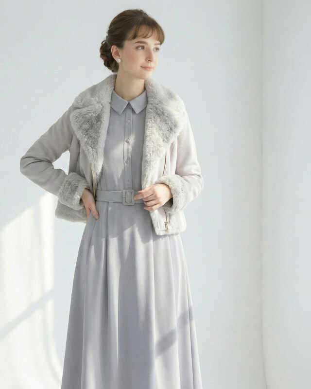 フォーマルにも対応できる黒フレアワンピースの上品な着用スタイル。レジーナ【神戸ワンピース専門店】