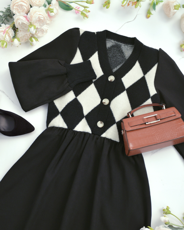 フレア ワンピース ミミ】s059 お色展開：ブラック ／ サイズ展開