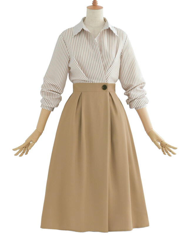 ドッキング ワンピース リアン】お色展開：ブルー,ベージュ ／ サイズ