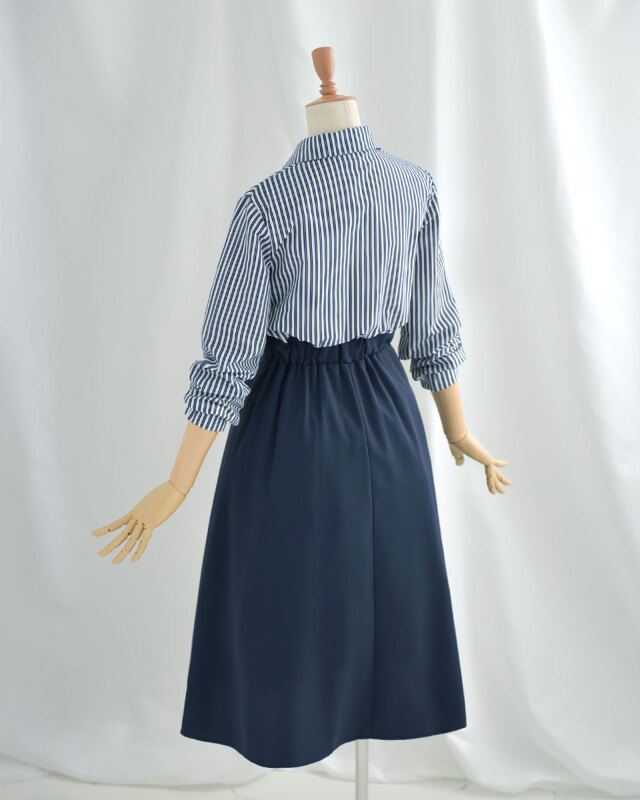 ウエスト切替でお腹まわりを自然に整える上品フレア