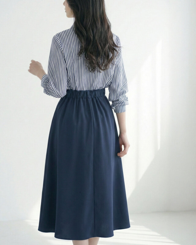 後ろウエストゴムで快適な着心地の上品ワンピース レジーナ【神戸ワンピース専門店】