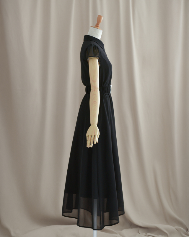 クラシック シャツ ワンピース】お色展開：ブラック ／ サイズ