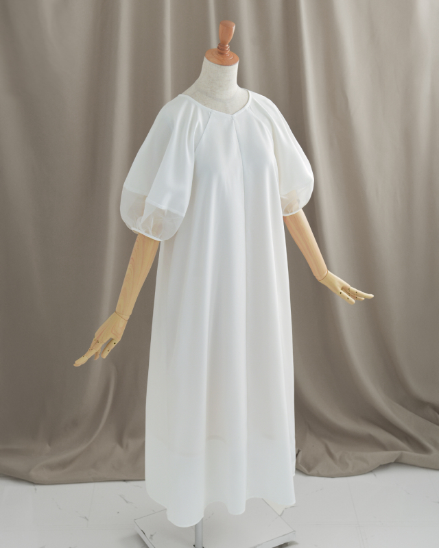 エアリー スリーブ ワンピース】お色展開：ブラック,ホワイト