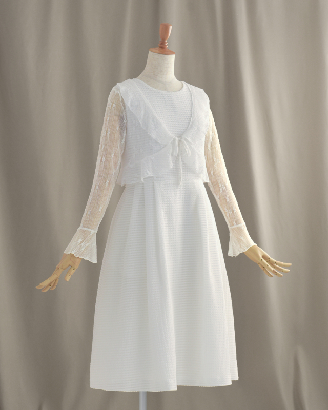 シアー フリル ボレロ】お色展開：ブルー,グリーン,ホワイト ／ サイズ