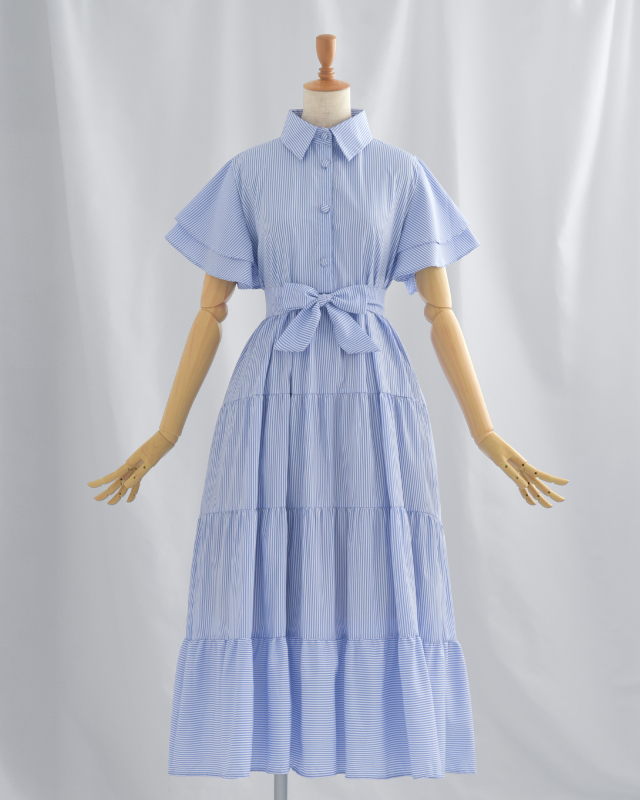 ルミエール ワンピース】s022 お色展開：ブルー ／ サイズ展開：Free