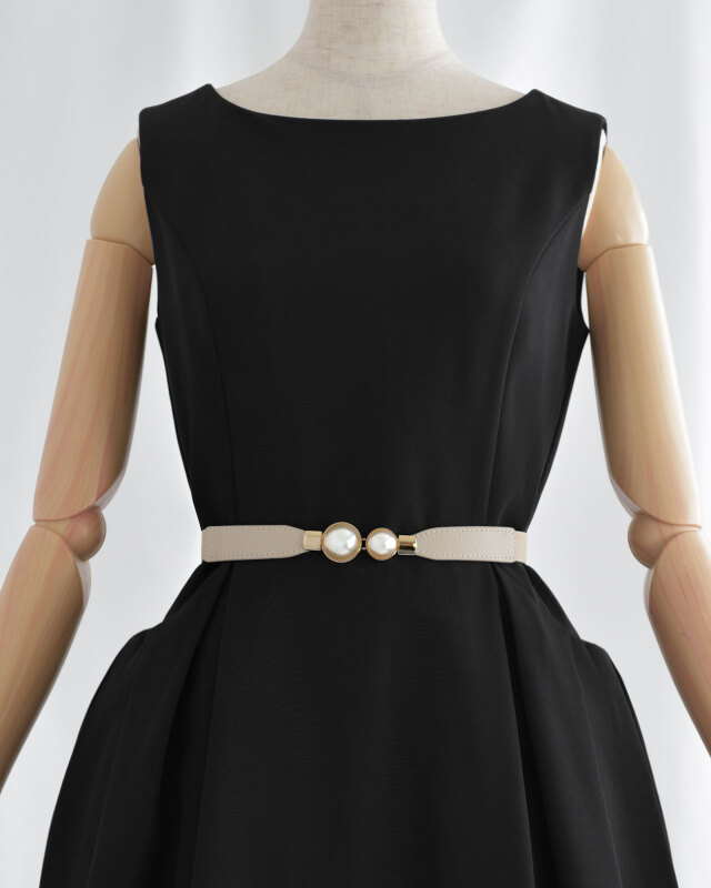 エレガント パール ベルト】お色展開：ホワイト,ブラック,ベージュ