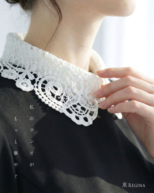 レース襟が上品に映える付け襟コーディネート レジーナ【神戸ワンピース専門店】