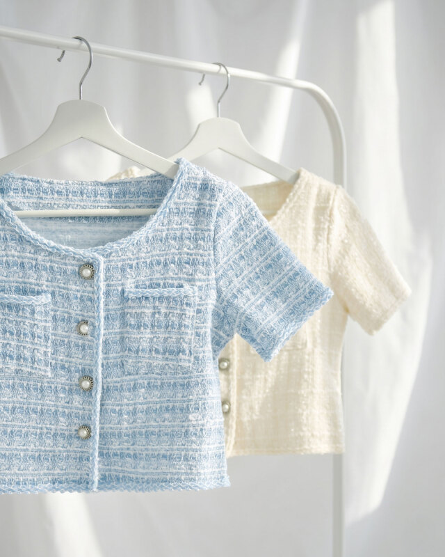 ツイード素材の立体感が際立つ大人のショート丈ジャケット。レジーナ【神戸ワンピース専門店】