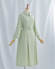 クラシカル ワンピース ソルティ】お色展開：グレー,グリーン