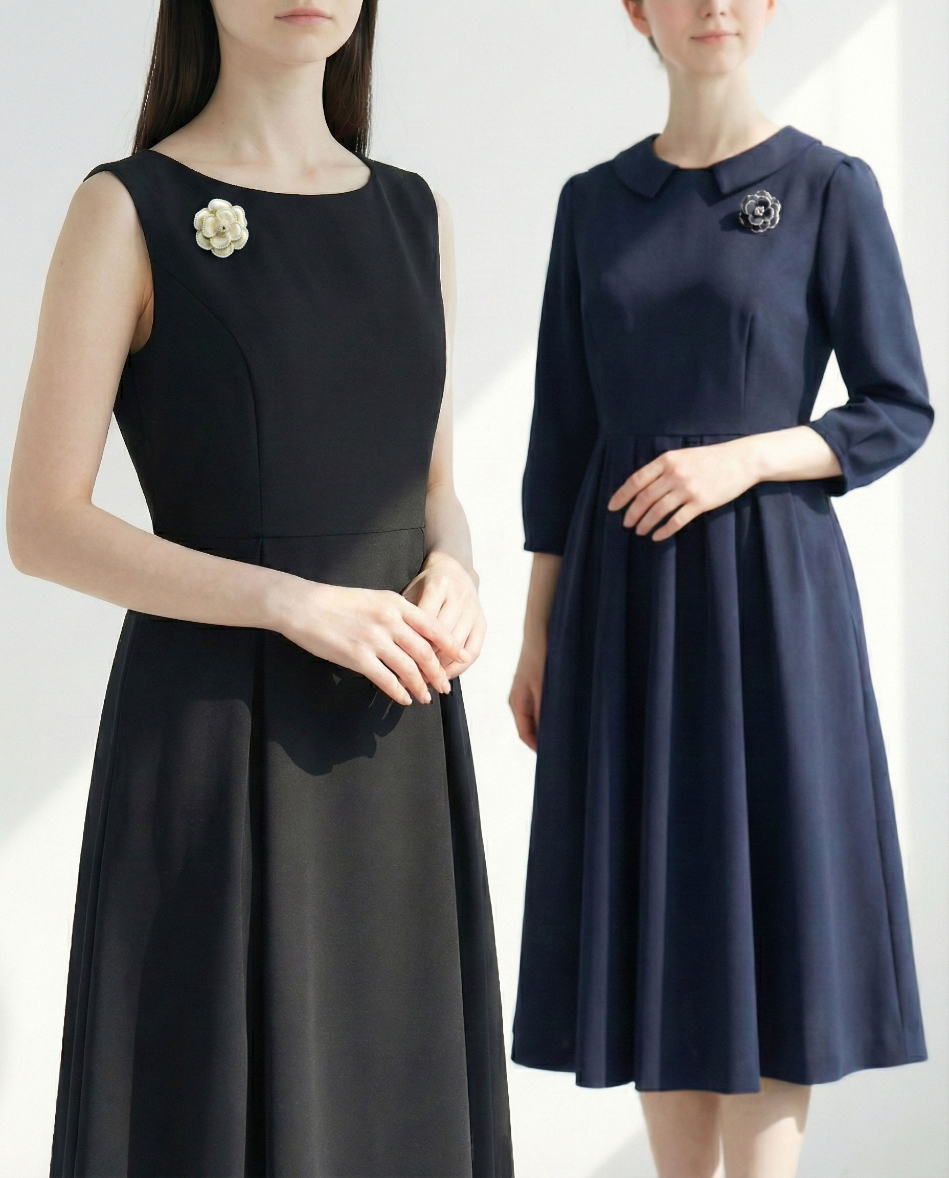 カメリア ブローチ】お色展開：ホワイト,ブラック ／ サイズ展開：Free