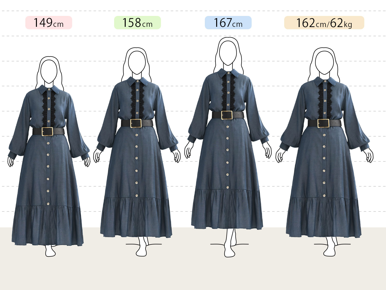 エトワール デニム ワンピース】お色展開：ブルー ／ サイズ展開：Free